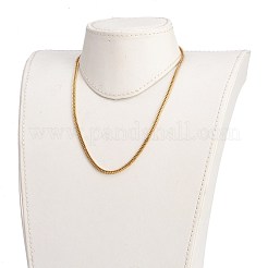 304ステンレススチールダイヤモンドカットチャンキーカーブチェーン  キューバンリンクチェーンネックレス  スプリングリングの留め金と  ゴールドカラー  18-1/2インチ（47cm）&nbsp;NJEW-JN03213-01