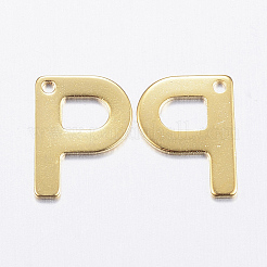 304ステンレススチールチャーム  文字.p  18KGP本金メッキ  11x8.5x0.8mm  穴：1mm&nbsp;X-STAS-P141-P