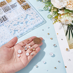 DIYラウンドABSプラスチック模造真珠とCCBプラスチックビーズファインディングキット  ミックスカラー  4~12mm  穴：1~2.3mm  1010個/セット&nbsp;DIY-PA0001-11A
