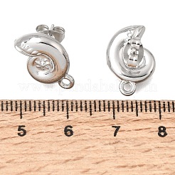 304ステンレススチールスタッドピアス金具  巻き貝の形  カン付き  ステンレス鋼色  16.5x11.5mm  穴：1.6mm  ピン：0.7x10.5mm&nbsp;STAS-D391-04C-P