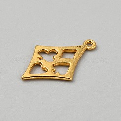 合金ペンダント  菱形  ゴールドカラー  27.5x17.5x2mm  穴：1.6mm&nbsp;FIND-CJC0011-86G