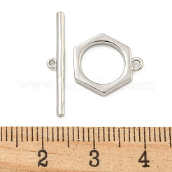 真鍮製マンテル  カドミウムフリー＆ニッケルフリー＆鉛フリー  六角  プラチナ  リング：14x13x1.8mm  穴：1.4mm  バー：22x3.5x1.5mm  穴：1mm&nbsp;KK-A223-06P