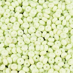 オペークガラスシードビーズ  丸い穴  ロンデル  淡緑色  4~4.5x2~3mm  穴：0.9~1mm  約6430個/ポンド&nbsp;SEED-N012-09A-07