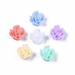 オペーク樹脂カボション  ラバー加工スタイル  花  ミックスカラー  11x11x6mm&nbsp;CRES-S307-023