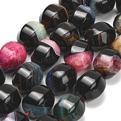 天然石瑪瑙ビーズ連売り  染め＆加熱  ランタン  ミックスカラー  18~20.5x16~20x14.5~18mm  穴：1~1.4mm  約19個/連  15.87''~16.77