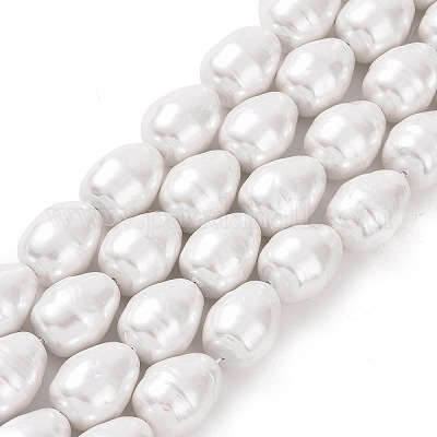 シェルパールビーズ連売り  オーバル  テクスチャ  貝殻色  21.5x17mm  穴：1mm  約9個/連  7.97''（20.25cm）。&nbsp;BSHE-F013-11A-1