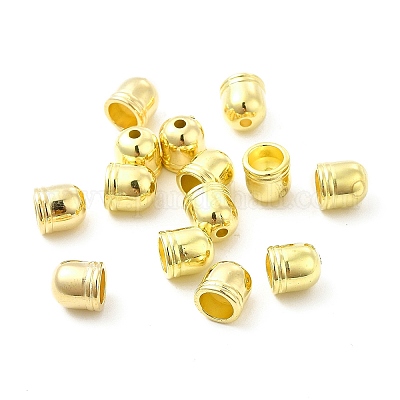 CCBプラスチックコードエンドパーツ  エンドキャップ  コラム  ゴールドカラー  8.5x8mm  穴：2mm  内径：6mm&nbsp;CCB-G017-12G-1