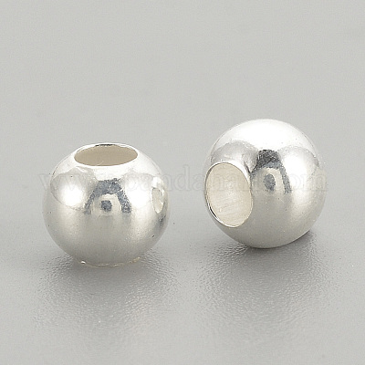 925スターリングシルバービーズ  ラウンド  銀  6x5.5mm  穴：2mm&nbsp;STER-S002-12-6mm-1