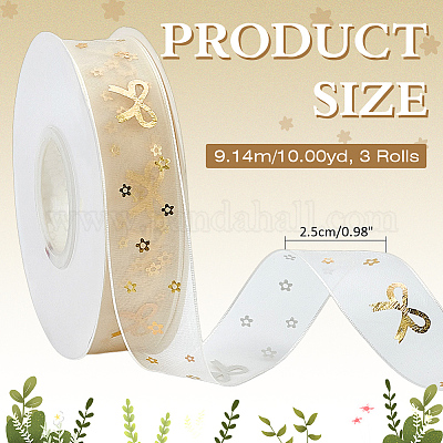 チロリアンテープ  蝶結び  ギフトアクセサリー  蝶結び  1インチ（25mm）  約10.00ヤード（9.14m）/ロール&nbsp;OCOR-WH0120-45B-1