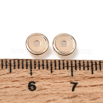 真鍮ビーズ  ディスク  ラックめっき  長持ちメッキ  ライトゴールド  6x1mm  穴：1.5mm&nbsp;KK-CBA0DF0-18D-KCG-1