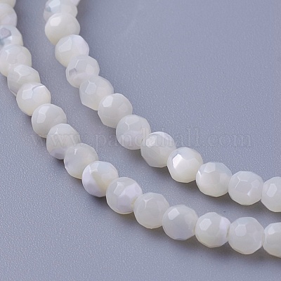 シェルビーズ連売り  多面カット  ラウンド  3~3.5mm  穴：0.8mm  約118個/連  15.31インチ（38.9cm）&nbsp;SSHEL-E571-38-3mm-1