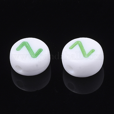 初期のアクリルビーズ  水平穴  フラットラウンド  ミックスカラー  文字.z  7x3.5~4mm  穴：1.2mm&nbsp;X-OACR-E001-20Z-1
