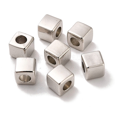 CCBプラスチックビーズ  キューブ  プラチナ  6.7x6.7x6.7mm  穴：3.6mm&nbsp;CCB-U001-41P-1