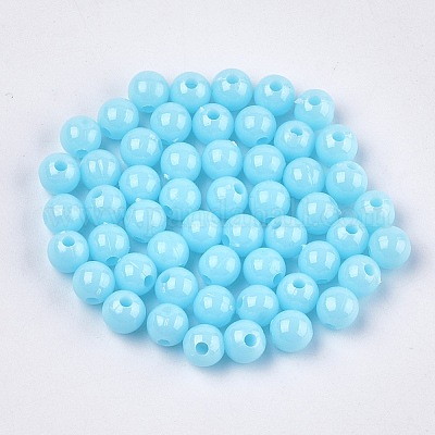 不透明なプラスチックビーズ  ラウンド  ライトブルー  6x5.5mm  穴：1.8mm  約4790個/500g&nbsp;KY-T005-6mm-613-1