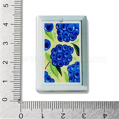 アクリルパーツ  長方形  ブルー  39.5x25x2.5mm  穴：1.5mm&nbsp;MACR-C031-05A-1