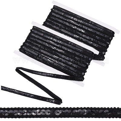 20mのポリエステルリボン  プラスチックスパンコール付き  ブラック  1/2インチ（12mm）  約21.87ヤード（20m）/セット&nbsp;SRIB-CY0001-21B-1