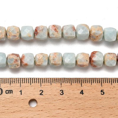 合成寿山石ビーズ連売り 多面カット キューブ 6.5~7.5x6.5~7.5x6