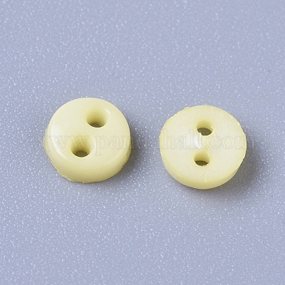 ナイロン小さなボタン  マイクロボタン  縫製のボタン  2穴  きいろ  4.5x1.5mm  穴：0.8mm&nbsp;X-BUTT-WH0014-28N-1