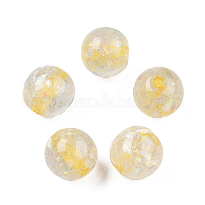 透明樹脂ビーズ  シェルと  ラウンド  ゴールド  12x11.5mm  穴：1.5~3mm&nbsp;RESI-N034-01-E04-1