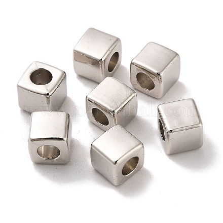 CCBプラスチックビーズ  キューブ  プラチナ  6.7x6.7x6.7mm  穴：3.6mm&nbsp;CCB-U001-41P-1