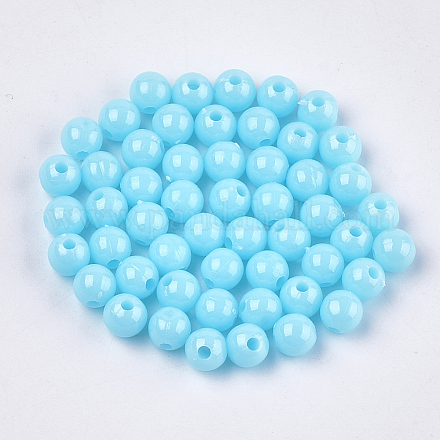 不透明なプラスチックビーズ  ラウンド  ライトブルー  6x5.5mm  穴：1.8mm  約4790個/500g&nbsp;KY-T005-6mm-613-1
