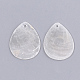カピスシェルペンダント  ティアドロップ  ホワイトスモーク  39x30x1mm  穴：1.5mm&nbsp;SSHEL-T006-06-2
