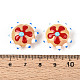 手作りランプワークビーズ  花付き凸凹したフラットラウンド  砂茶色  18.5~20x10~11mm  穴：1mm&nbsp;LAMP-T023-25E-4