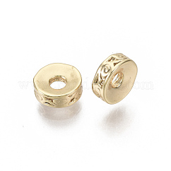 真鍮製スペーサービーズ  ニッケルフリー  フラットラウンド  18KGP本金メッキ  6x2mm  穴：1.6mm