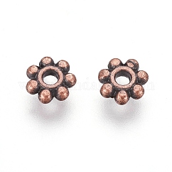 チベットスタイル合金デイジースペーサービーズ  花  鉛フリー＆カドミウムフリー  赤銅鉱  4.5x1.5mm  穴：1mm