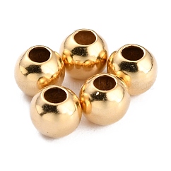 真鍮製スペーサービーズ  カドミウムフリー＆鉛フリー  長持ちメッキ  ラウンド  24KGP本金メッキ  4x3.5mm  穴：1.6mm