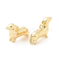 真鍮製チャーム  カドミウムフリー＆ニッケルフリー＆鉛フリー  犬チャーム  18KGP本金メッキ  10x4x16mm  穴：1.4mm