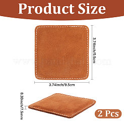 スクエアレザーゴルフタオル2枚  携帯用クリーニングクロス  シエナ  95x95x7.5mm&nbsp;DIY-CL0001-40A