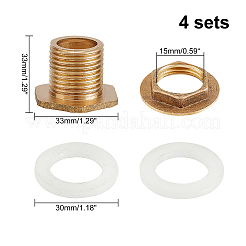 真鍮のコネクター  シリコンシム付き  タンクアクセサリー  六角  ゴールドカラー  33x33x22mm  穴：15mm&nbsp;FIND-WH0065-34