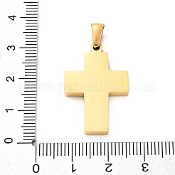 304ステンレスペンダント  クロスチャーム  イオンプレーティング（ip）  ゴールデン·ステンレス鋼色  28x18.5x3mm  穴：5.8x3.4mm&nbsp;STAS-L286-12GP