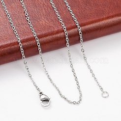 変色しにくい304ステンレススチールアズキチェーンネックレス  カニカン付き  ステンレス鋼色  19.7インチ（50cm）&nbsp;NJEW-M124-01P