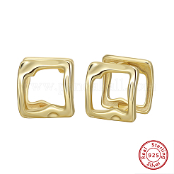 スターリングシルバーのスクエアスタッドピアス925個  14KGP本金メッキ  15x13x13.5mm&nbsp;EJEW-H167-04G