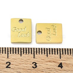 イオンプレーティング（IP）316Lサージカルステンレススチールチャーム  ニッケルフリー  幸運を込めて長方形  18KGP本金メッキ  10x8x1.5mm  穴：1.6mm&nbsp;STAS-D029-32G