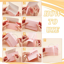 結婚式の好意ボックス diy セット  クラフト紙1枚付き  1 pc リボン  ビーズハンドル1個。  2 ペア丸フック & ループ  ハンドバッグの形をした紙のギフトパッケージボックスを作るため  アクアマリン  12.7~51.3x0.95~15.2x0.02~0.2cm&nbsp;DIY-WH0250-73B