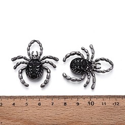 ハロウィンアロイエナメルペンダント  クモ  ガンメタ色  ブラック  41x38x7mm  穴：12x8mm&nbsp;PALLOY-T094-02