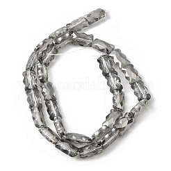 電気メッキガラスビーズセット  長方形  パール光沢メッキ  多面カット  グレー  12.5x8x5.5mm  穴：1.2mm  約32個/連  15.98インチ（40.6cm）&nbsp;EGLA-L045-F-PL03
