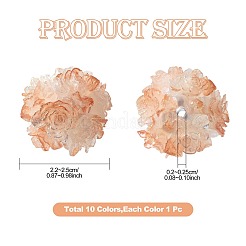 10本10色レジンビーズ  花の丸  ポリマー粘土とラインストーン  ミックスカラー  22~26mm  穴：2~2.5mm  1pc /カラー&nbsp;RESI-FS0002-24B