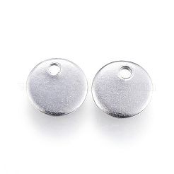 変色しにくい304ステンレススチールチャーム  フラットラウンド  空白タグのスタンプ  ステンレス鋼色  4x0.5mm  穴：0.7mm&nbsp;STAS-G124-27P-4mm