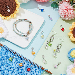 18 個 9 色のスターアクリルペンダントロックステッチマーカー  かぎ針編みのカニカンチャーム  ミックスカラー  2.9cm  2個/カラー&nbsp;HJEW-AB00636