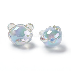 UVメッキレインボー虹色アクリルビーズ  ツートン  クマ  ミックスカラー  16x18x16mm  穴：3.5mm&nbsp;OACR-H015-11