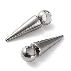 変色しない201ステンレススチールペンダント  コーンチャーム  ステンレス鋼色  21x5.5~6mm  穴：3.2mm&nbsp;STAS-M323-28P-1