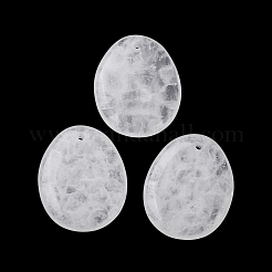天然石クオーツクリスタルペンダント  ロッククリスタルオーバルチャーム  40~41x32~33x6mm  穴：2.3~3mm&nbsp;G-C110-07G