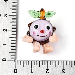 手作りランプワークペンダント  ラズベリーチャーム  ココナッツブラウン  26.5~28.5x22.5~23.5x17~21.5mm  穴：3~3.8x1.5~3mm&nbsp;LAMP-T025-07A