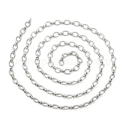 304ステンレススチール楕円リンクチェーン  溶接されていない  ステンレス鋼色  9x7x1.5mm&nbsp;CHS-S012-08P