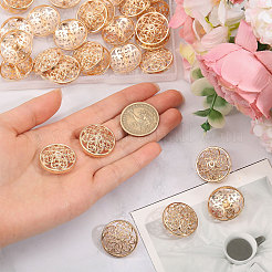 30穴合金ボタン1個  中が空洞で半円形、花が描かれている  ライトゴールド  25x11mm  穴：2mm&nbsp;BUTT-CA0001-33