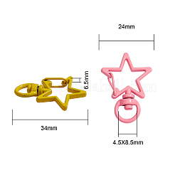 26本13色亜鉛合金スイベルカニカン  スイベルスナップフック  スター  ミックスカラー  34x24x4.5mm  穴：6.5mm&nbsp;PALLOY-CJ0001-131